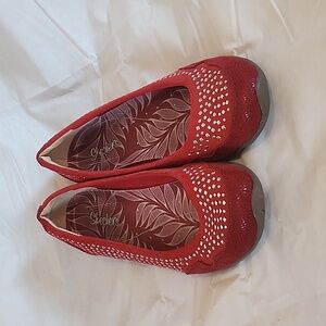 Skechers Red Flat Loafer With Silver Studs